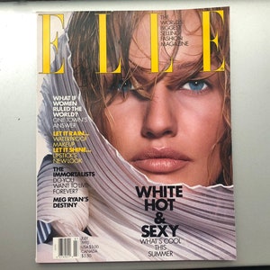 Vintage Elle Magazine : July 1993, Cover Model Karen Mulder