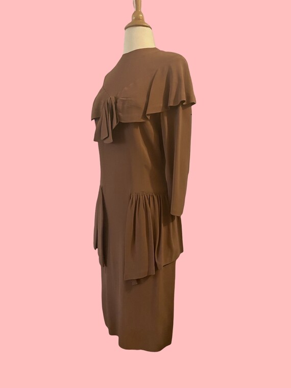 1940s cocoa brown rayon dress • 40's Junior Guild… - image 5