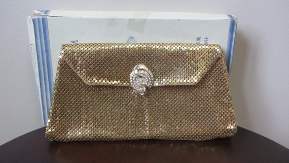 1950s Whiting & Davis gold mesh clutch | 40's 50'… - image 3