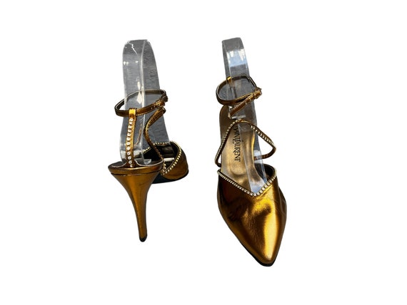 vintage Yves Saint Laurent metallic high heels | … - image 9