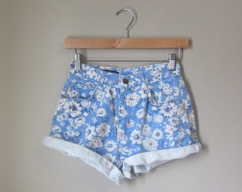 vintage floral denim short shorts | 90s jean shorts