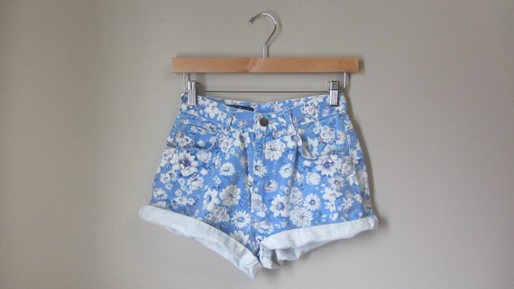 vintage floral denim short shorts | 90s jean short