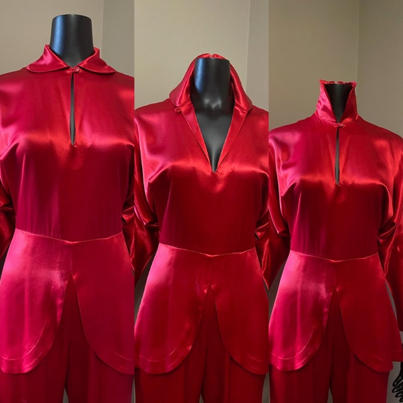 1980s Norma Kamali lipstick red jumpsuit - image 9