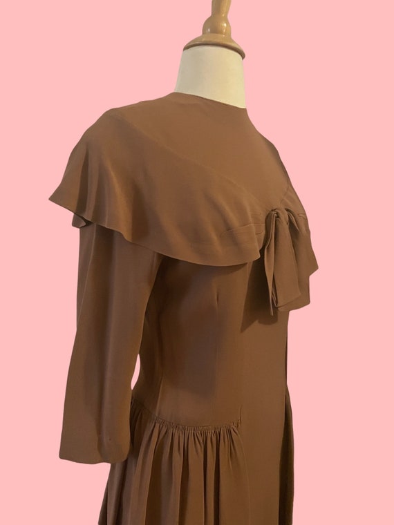 1940s cocoa brown rayon dress • 40's Junior Guild… - image 7