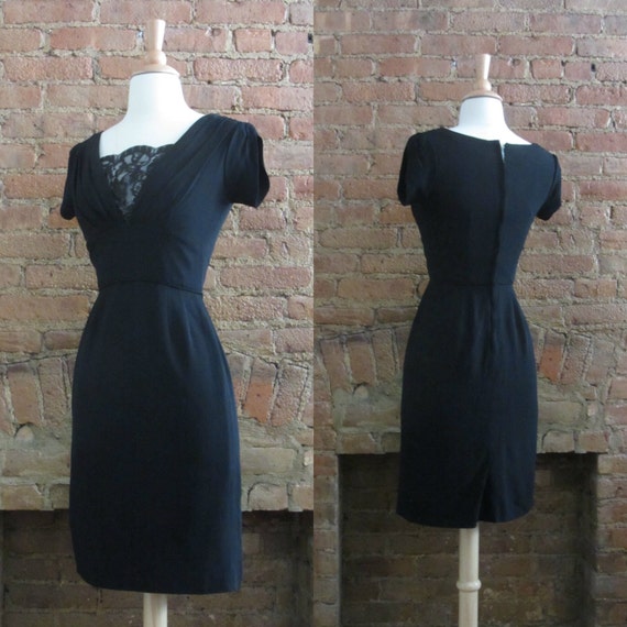 1950s Lace illusion black cocktail dress | 50's g… - image 4
