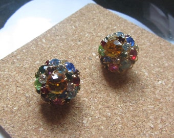 1960s Judy Lee earrings | 60's mid century rhinestone clip ons