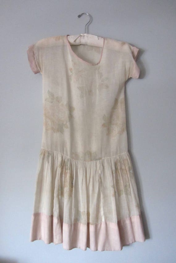 1920s cotton voile dress | 20s floral dress - image 2