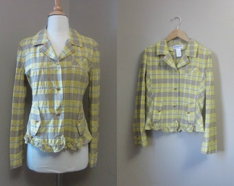 1990s Sonia Rykiel plaid blouse | 90's high fashion designer