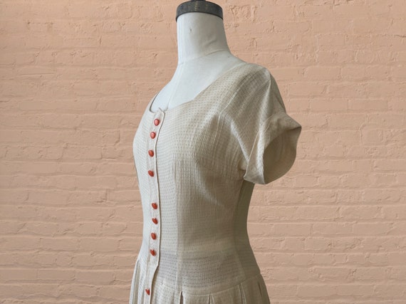 1950s cream summer dress • 40's 50's mid century - image 4