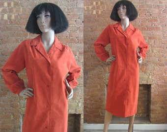 1970s Halston burnt orange ultrasuede dress