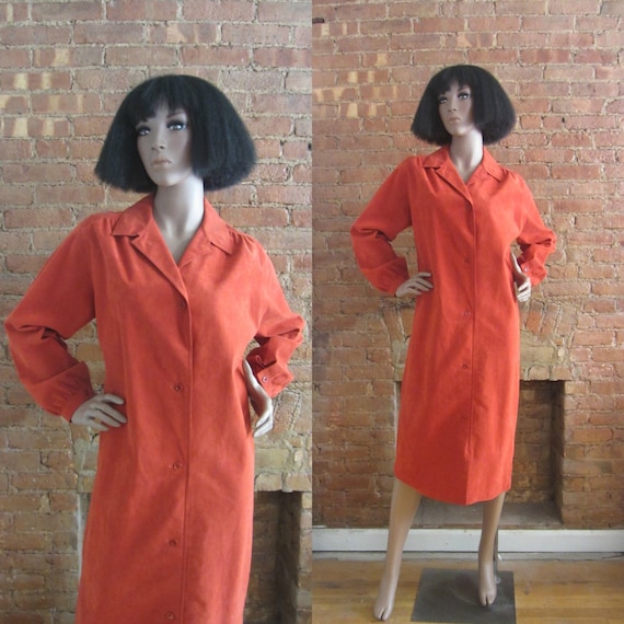 1970s Halston burnt orange ultrasuede dress