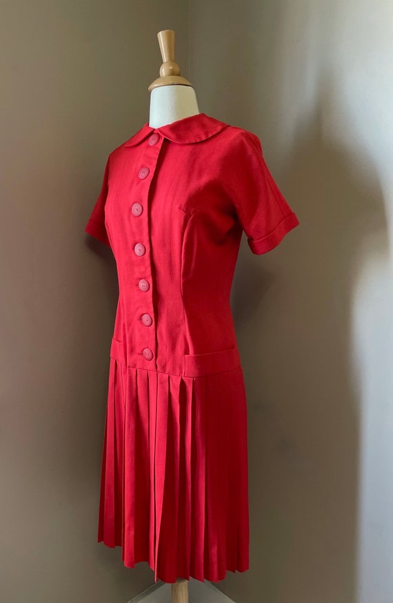 1950s cherry red shirtdress • 50's mid century dr… - image 6