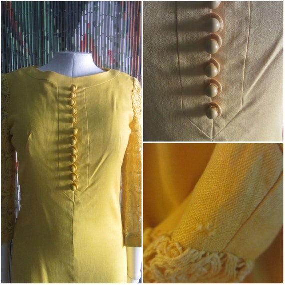 1960s yellow dress | 60's mod mid century - image 9