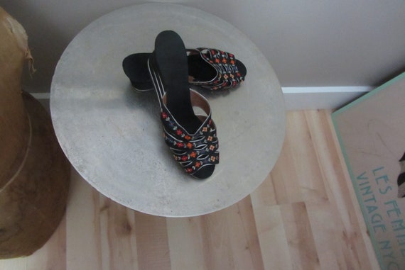1940s Silk Chinese Slides | 40's Boudoir Slippers
