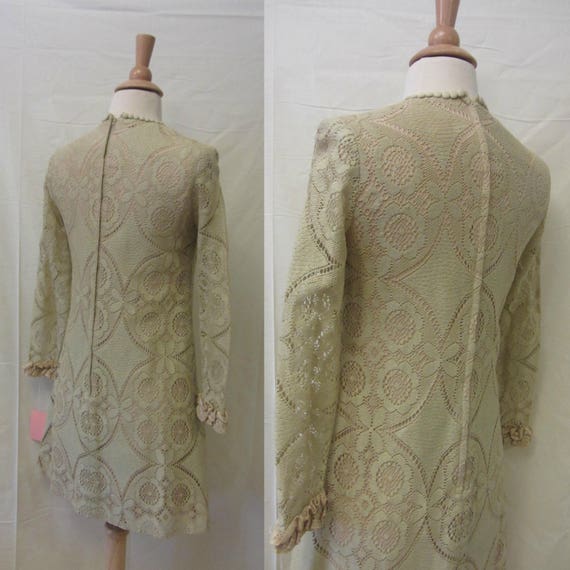 1960s lace mini dress | 60's mod boho - image 10