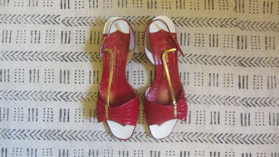 1960s Joseph Larose red leather sandals