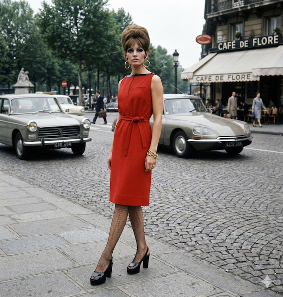 Vintage Courreges Red and Black Dress | 60s 70s Andre Courrges - Etsy