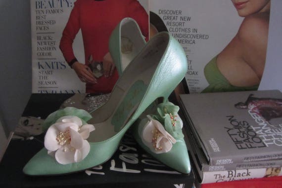 1960s mint green stiletto heels | 50's 60's Mid C… - image 8
