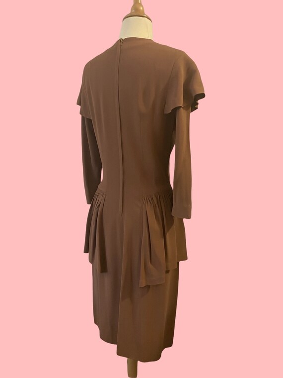 1940s cocoa brown rayon dress • 40's Junior Guild… - image 6