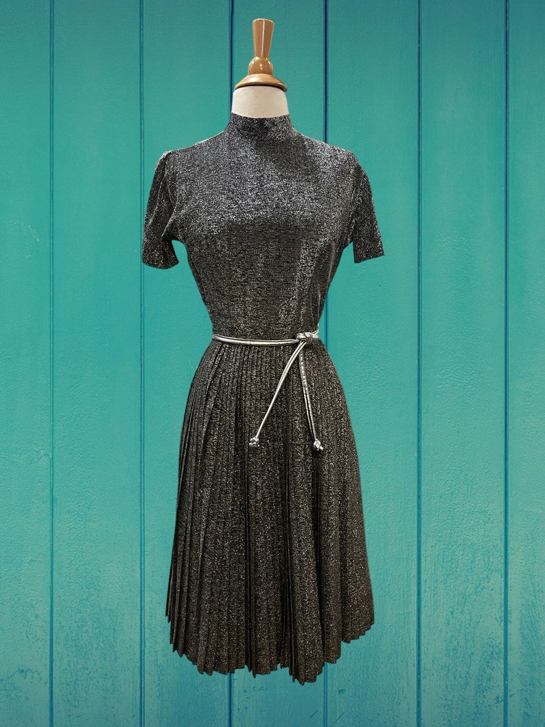 1960s Anne Fogarty metallic dress 60s Cocktail Evening image 6