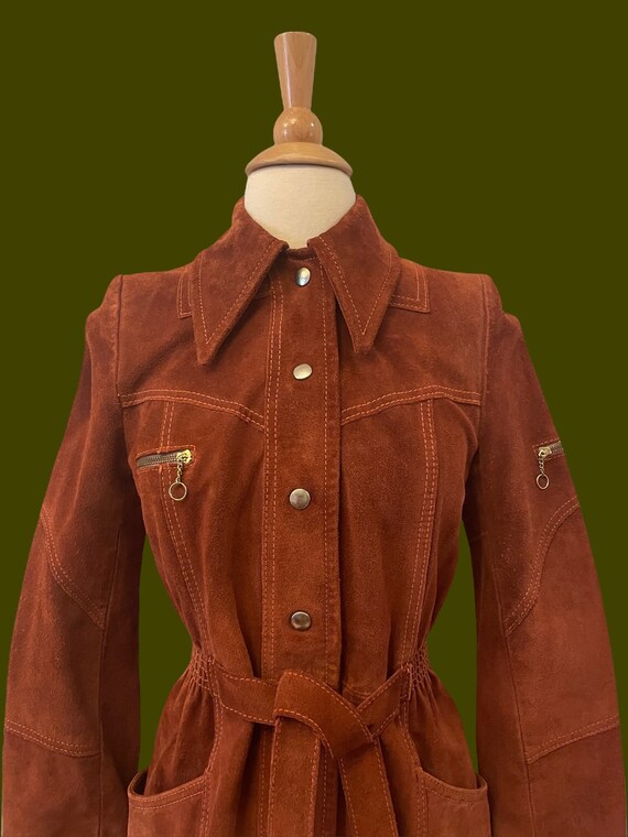 1970s rust suede jacket | 60s 70s boho hippie - image 5