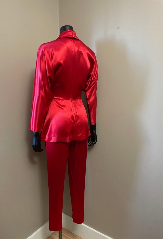 1980s Norma Kamali lipstick red jumpsuit - image 5