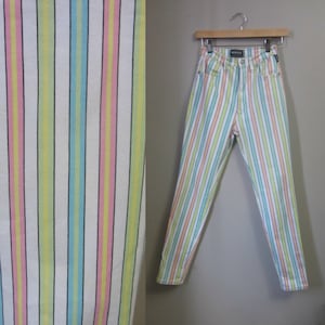 Vintage Versace Candy gestreifte Jeans | 90er Jahre Gianni Versace 1995