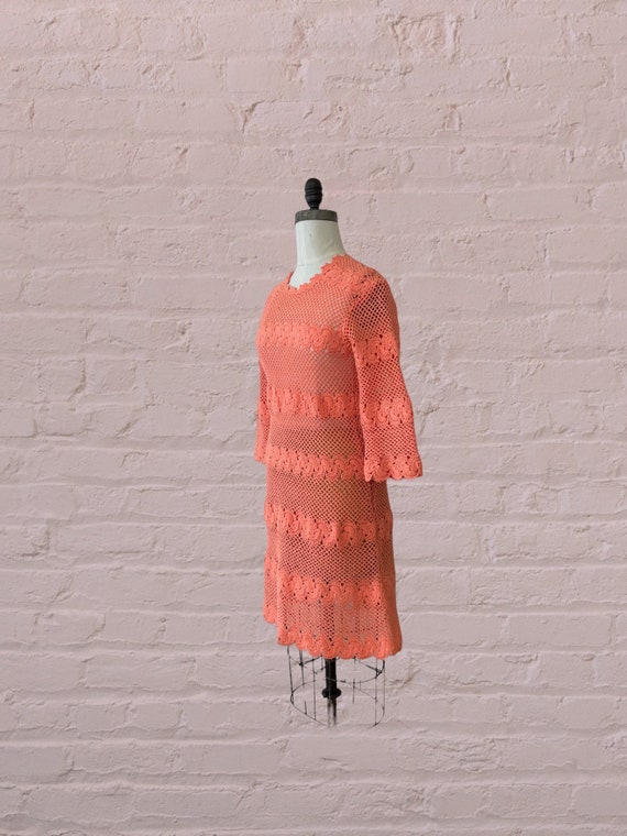 1960s crochet knit dress | 60's Boho Hippie - image 10