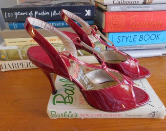 1950s red high heel sandals | 50's mid century glamour VLV