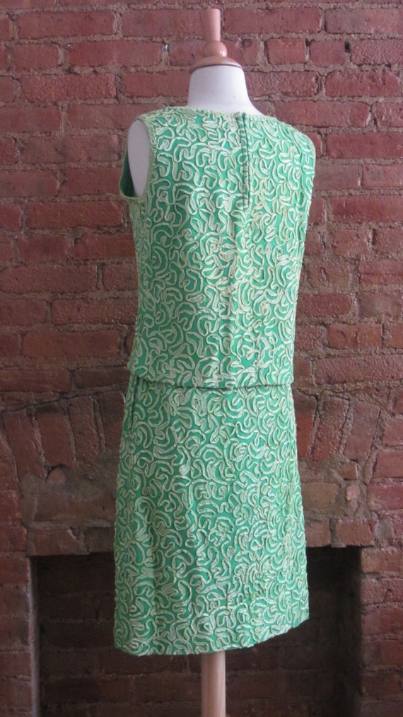 1960s mint green two piece top & skirt set - image 4
