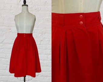 jupe trapèze rouge vintage taille haute