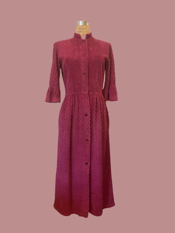 1970s raspberry pink chenille duster  | 60's 70's… - image 2