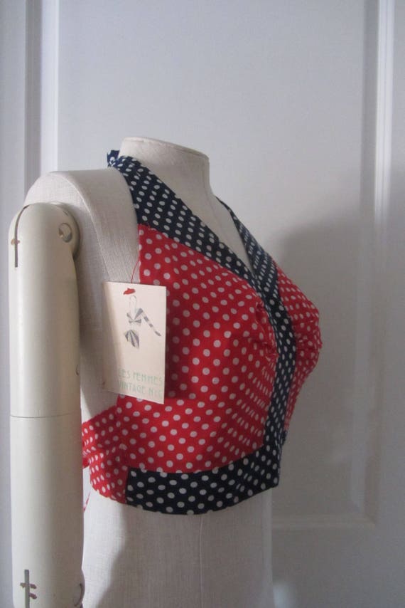 1970s polka dot crop top | 70's Retro Groovy Mod - image 3