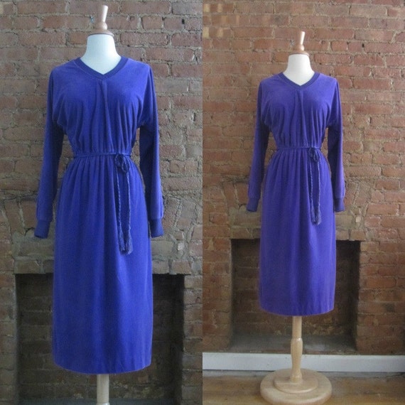 1970s Jonathan Logan purple velour dress • Violett