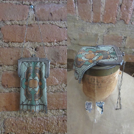 1920s Whiting & Davis enamel mesh metal purse | 20