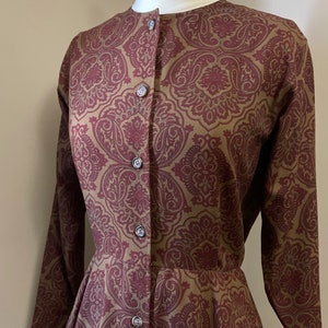 1980s Calvin Klein autumnal paisley dress 80s does 50s image 3