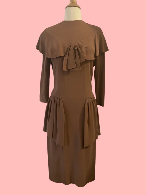 1940s cocoa brown rayon dress • 40's Junior Guild… - image 2