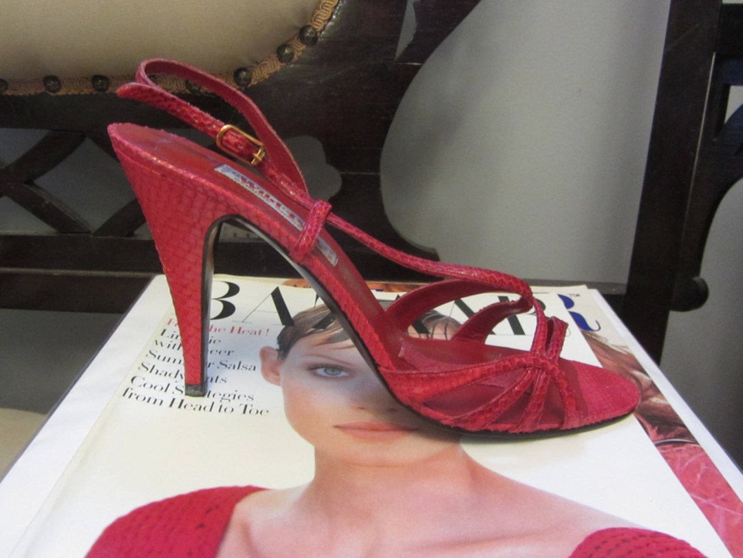 80's当時物！50's HIGH HEELEDハイヒールのカタログ/ロカビリー 1970s Red Snakeskin Stiletto Heels (deadstock) | 70s 80s