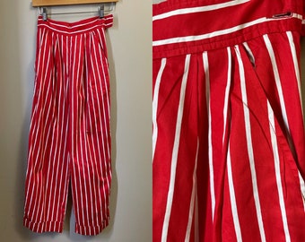 vintage Courrèges striped cotton pants | 70's High Fashion Paris Designer