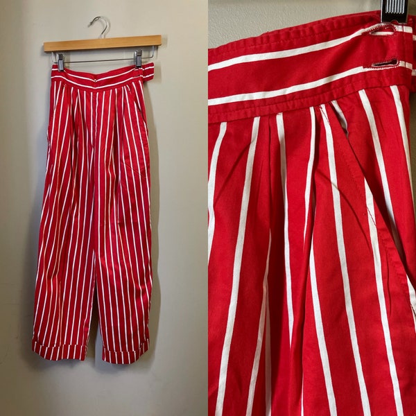 vintage Courrèges striped cotton pants | 70's High Fashion Paris Designer