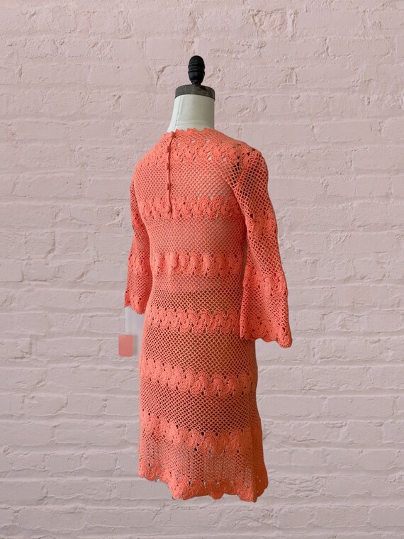 1960s crochet knit dress | 60's Boho Hippie - image 5