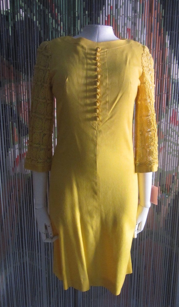 1960s yellow dress | 60's mod mid century - image 2