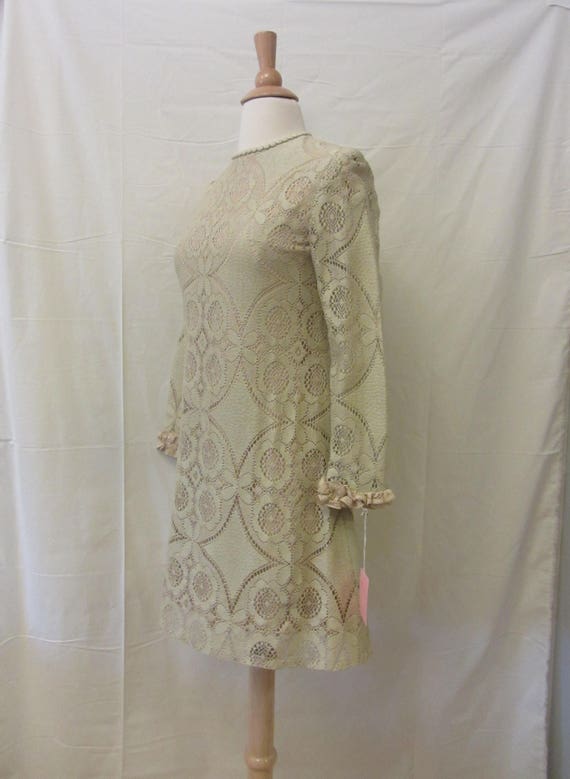 1960s lace mini dress | 60's mod boho - image 5