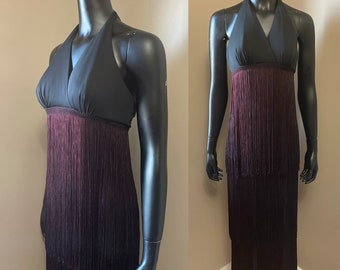 1970s fringe maxi dress | 70's disco boho