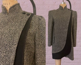 1980s wool cocoon coat | 80s New Wave Wrap Style Coat