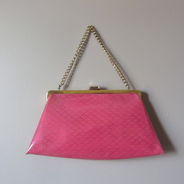 1960s pink vinyl purse | 60s mid century handbag