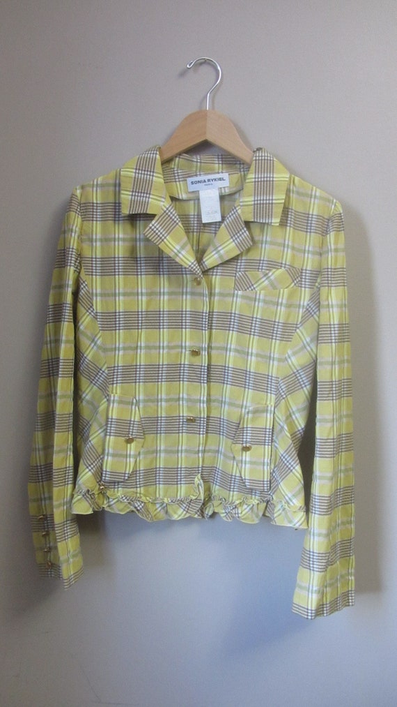 Sonia Rykiel, 1990s Sonia Rykiel plaid blouse | 90's high fashion designer shirt
