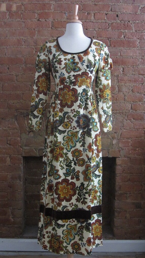 1960s regency revival floral maxi dress - image 3