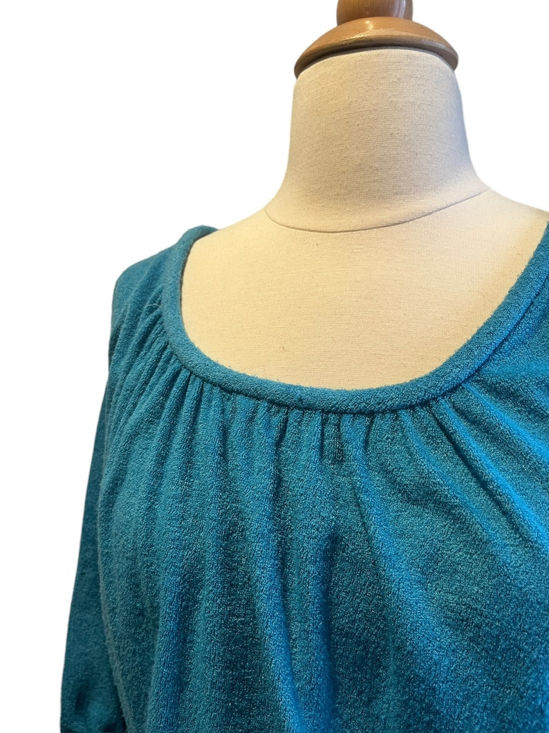 1970s aqua blue terrycloth dress image 8