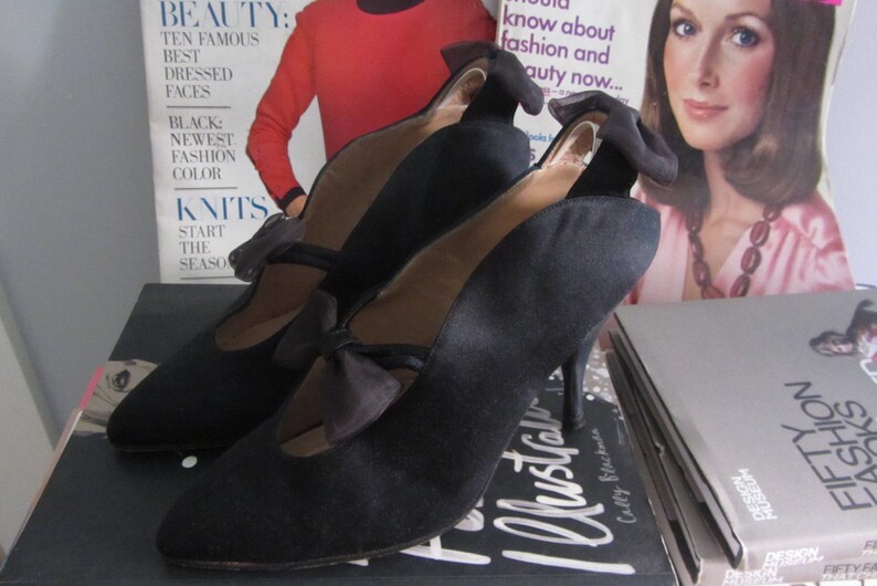 vintage Maud Frizon satin heels 80s Parisienne high fashion runway image 3